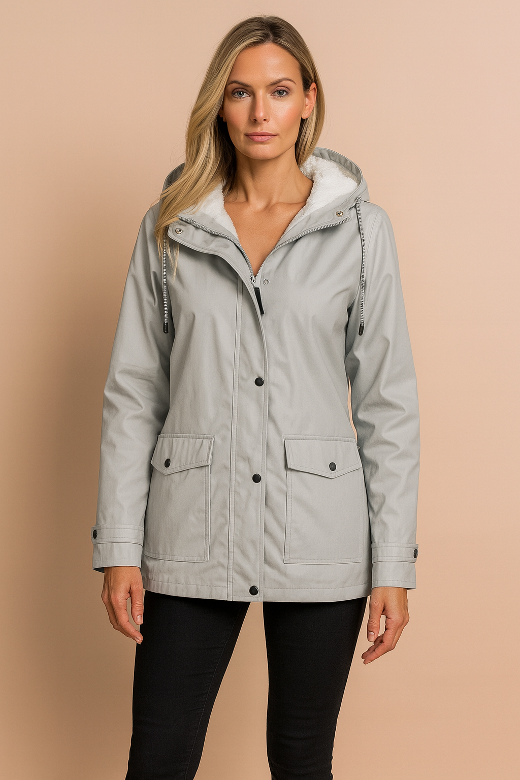 Chic casual outerwear for women, a must-have warm hooded jacket.