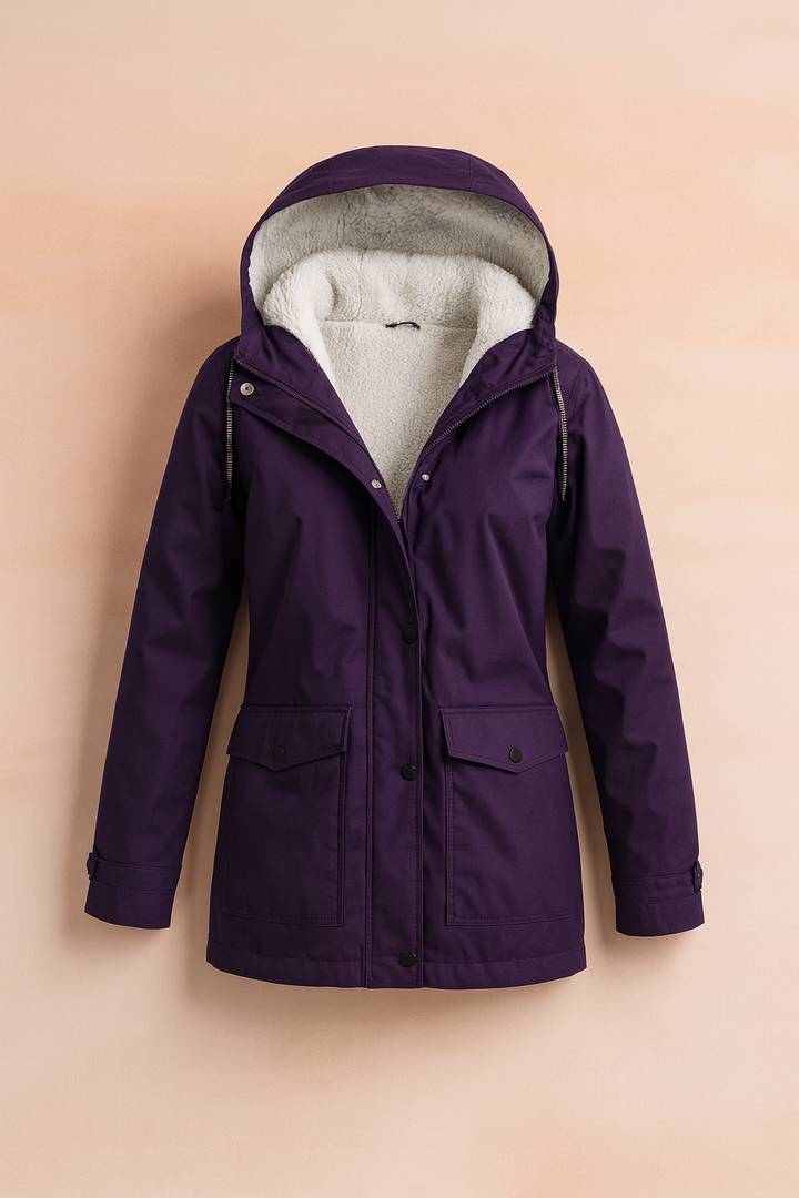 Versatile women's hooded jacket, ideal for everyday winter wear.