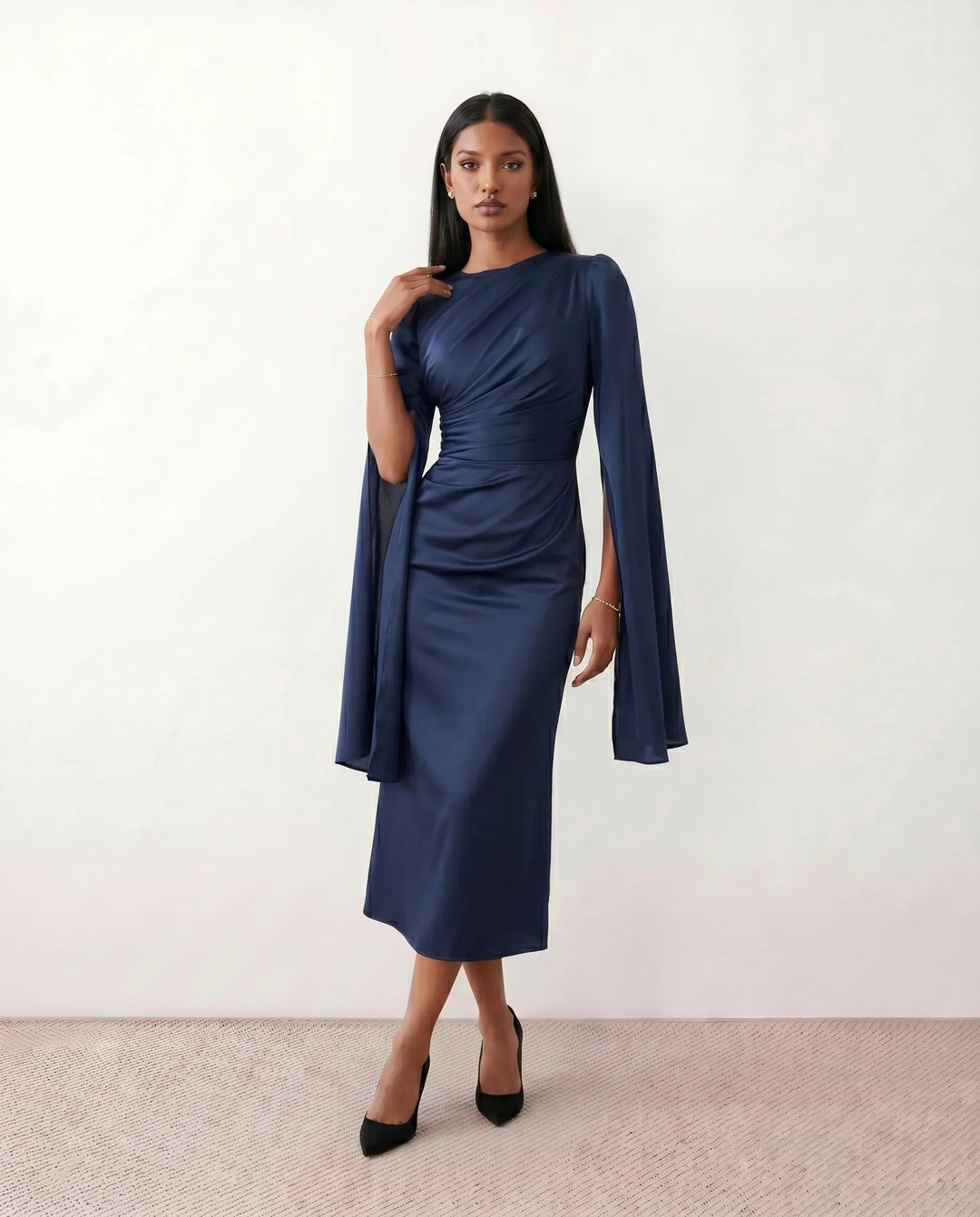Chic women's Kamila mermaid maxi dress; a beautiful, elegant holiday dress with a graceful fit.