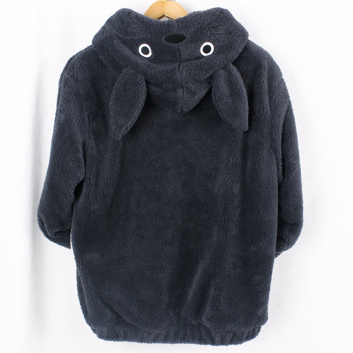 Women's Kawaii Totoro oversized zip-up hoodie, perfect for anime fans & cozy casual wear.