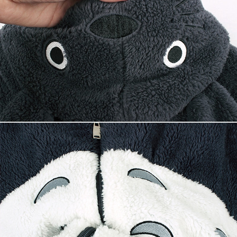 Cozy women's zip-up Totoro oversized sweatshirt with a cute anime design, ideal for everyday casual style.