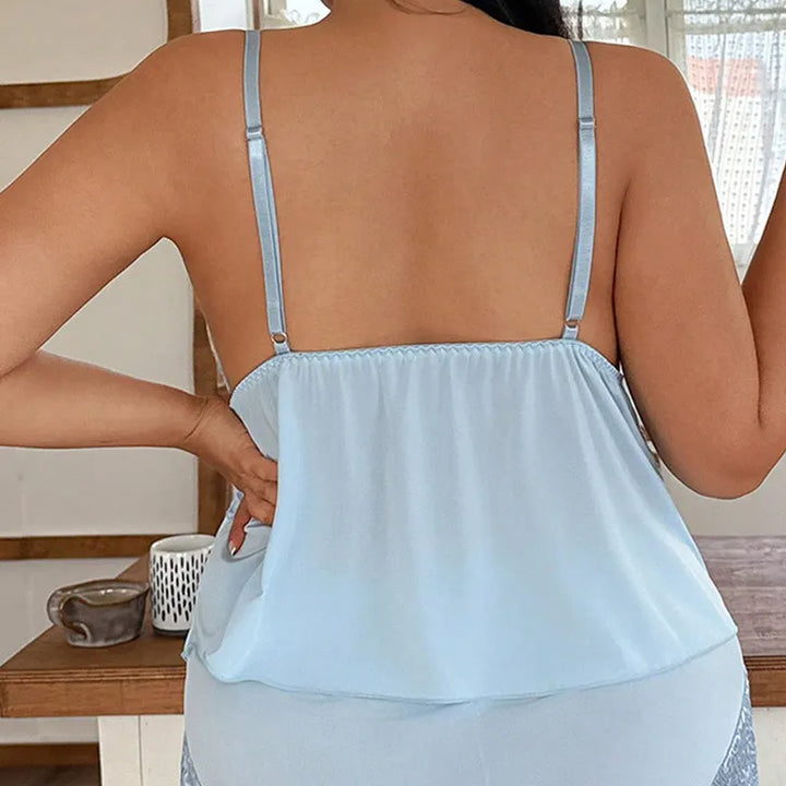 Women's satin lace shorts pyjama set, comfortable sleepwear & chic loungewear.