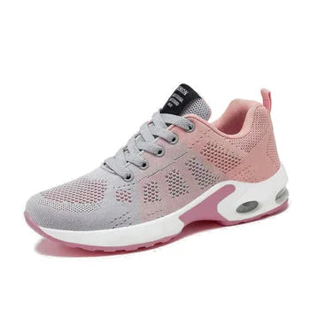 Women's lace-up athletic shoes with arch support & air cushion for comfort & walking.