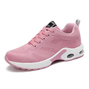 Women's walking shoes: supportive lace-up athletic sneakers with air cushion & arch support.