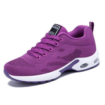 Stylish women's athletic shoes, lace-up design, with arch support & air cushion comfort.