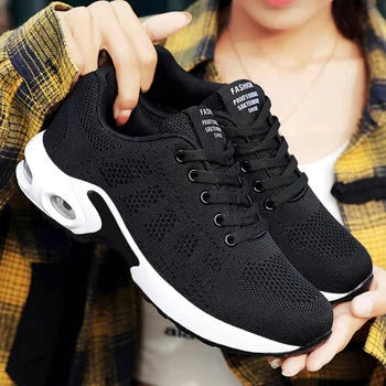 Everyday women's lace-up athletic sneakers with excellent arch support & air cushion comfort.