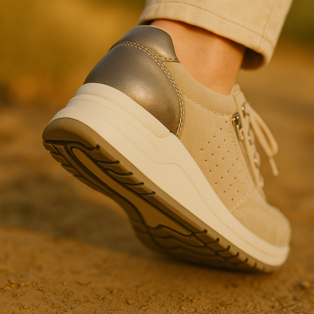 Women's comfort casual sneakers featuring a wedge platform, lace-up closure, and handy side zip.
