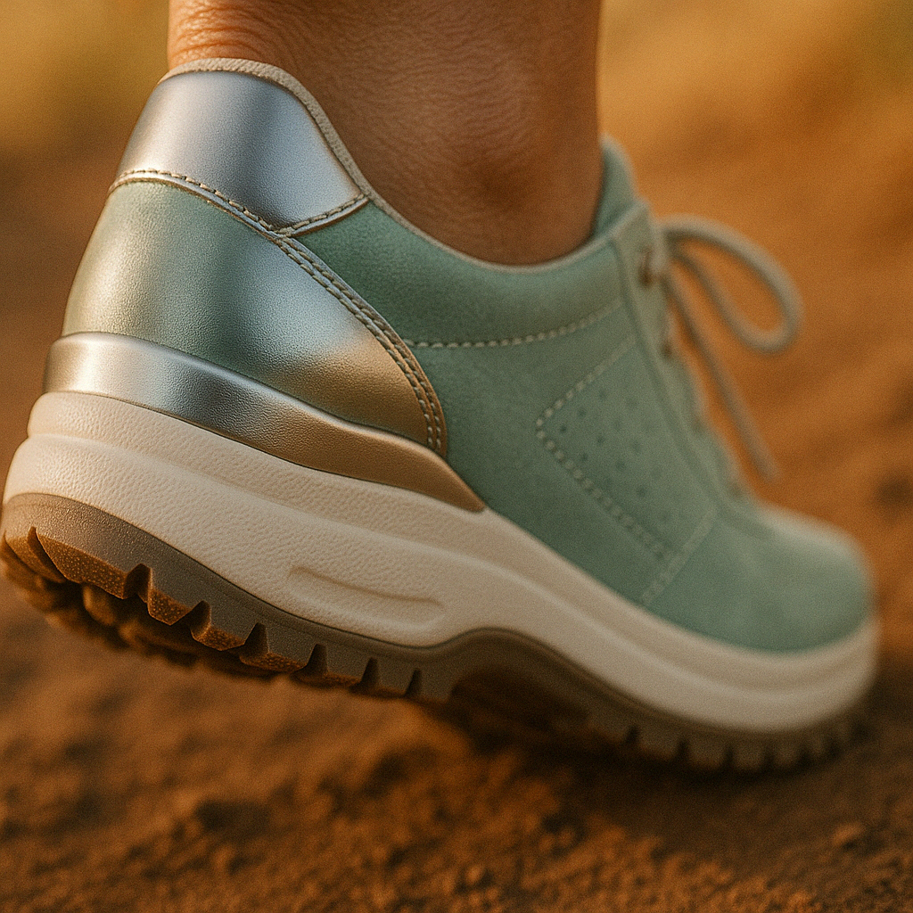 Perforated lace-up wedge platform sneakers for women, offering comfort & style for walking.