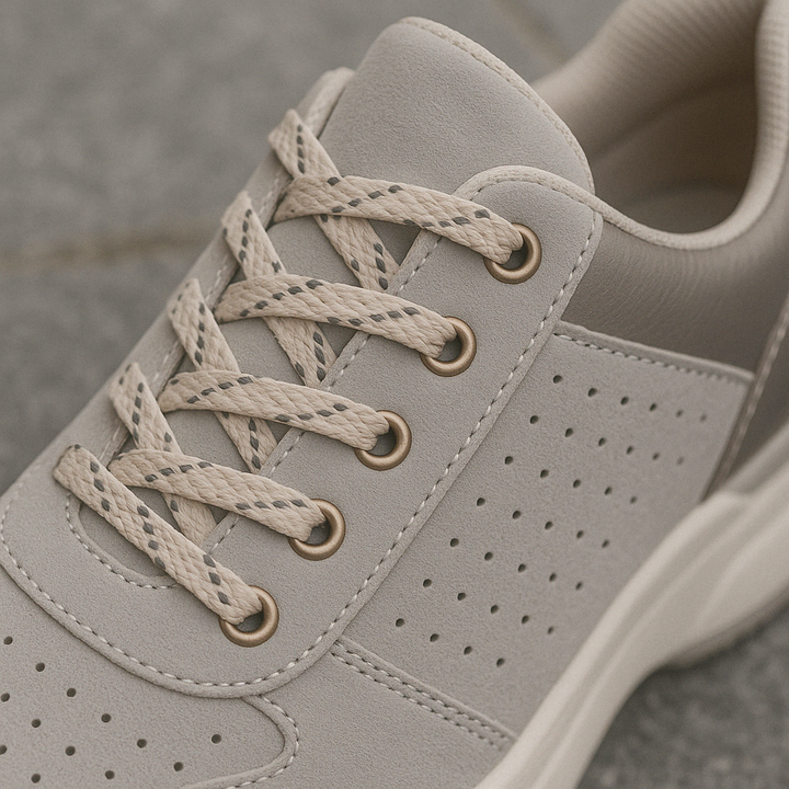 Casual women's walking sneakers, a lace-up wedge platform style with a practical side zip.