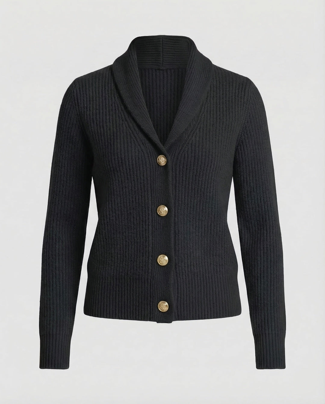 Soft knit cardigan with lapel collar and button front, perfect for everyday style
