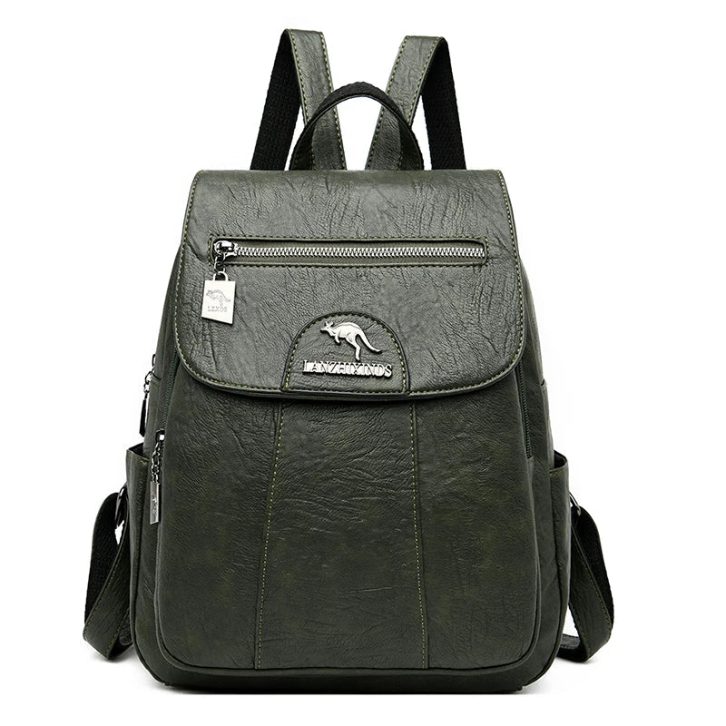 Elegant large leather backpack, perfect for work or travel.