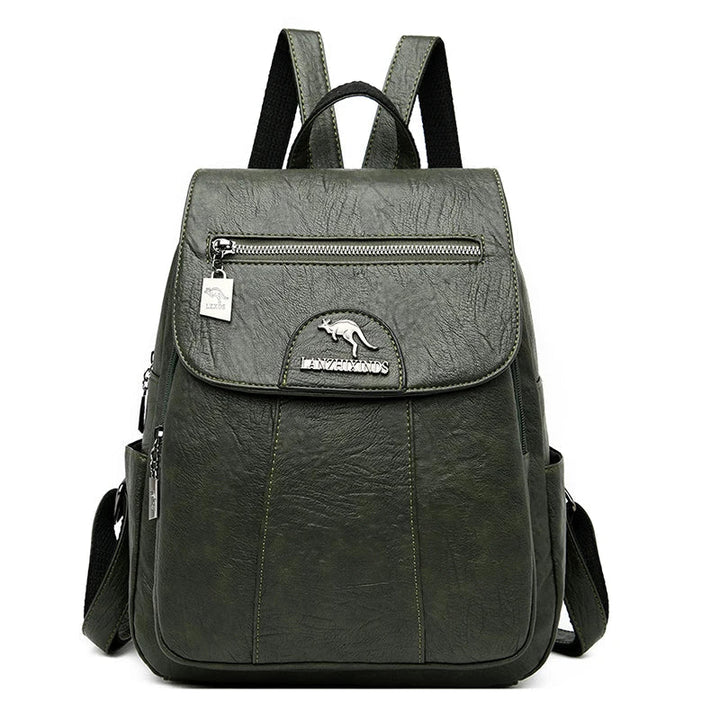 Elegant large leather backpack, perfect for work or travel.