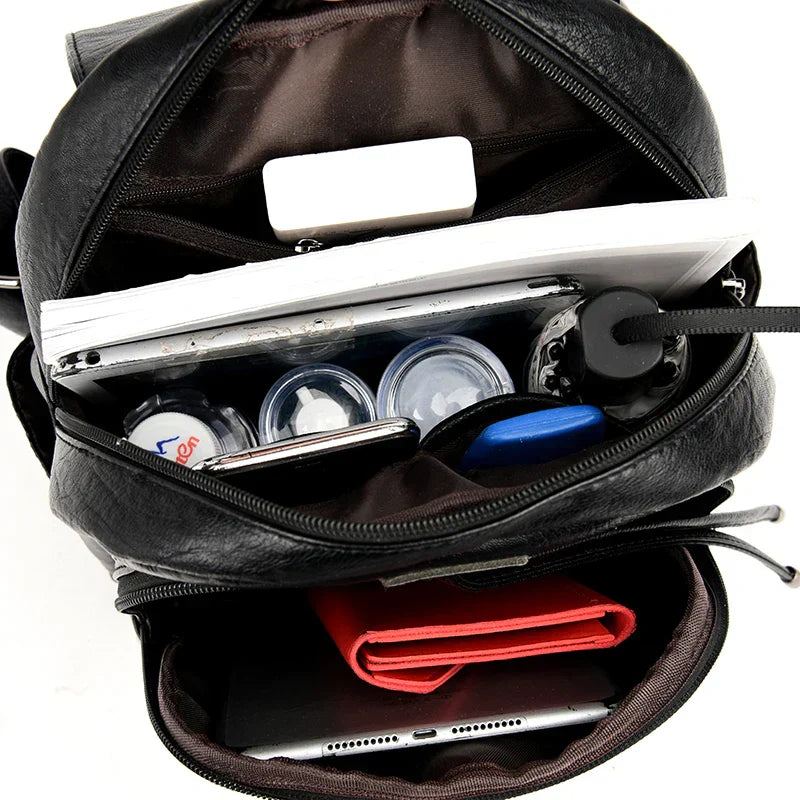 Versatile genuine leather backpack, a fashionable everyday bag.