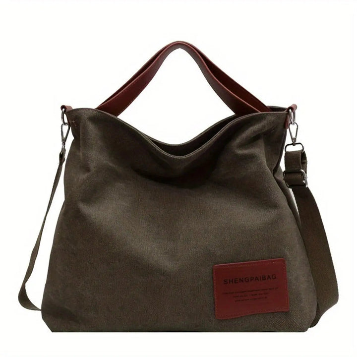 Casual large canvas slouchy tote bag, perfect for women's everyday use, work, or weekend outings. Adjustable strap.