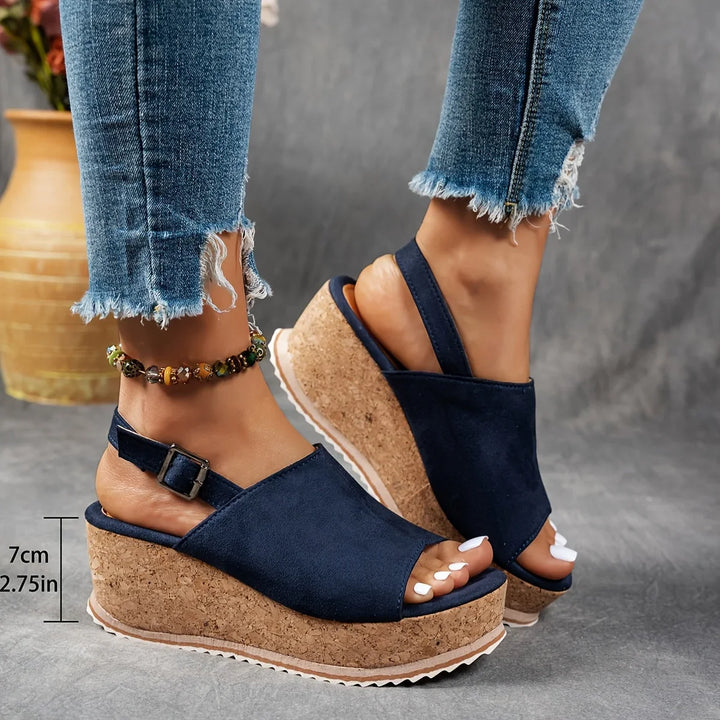 Elevated women's sandals: Trendy leopard print platform wedges with an adjustable ankle strap for secure fit.