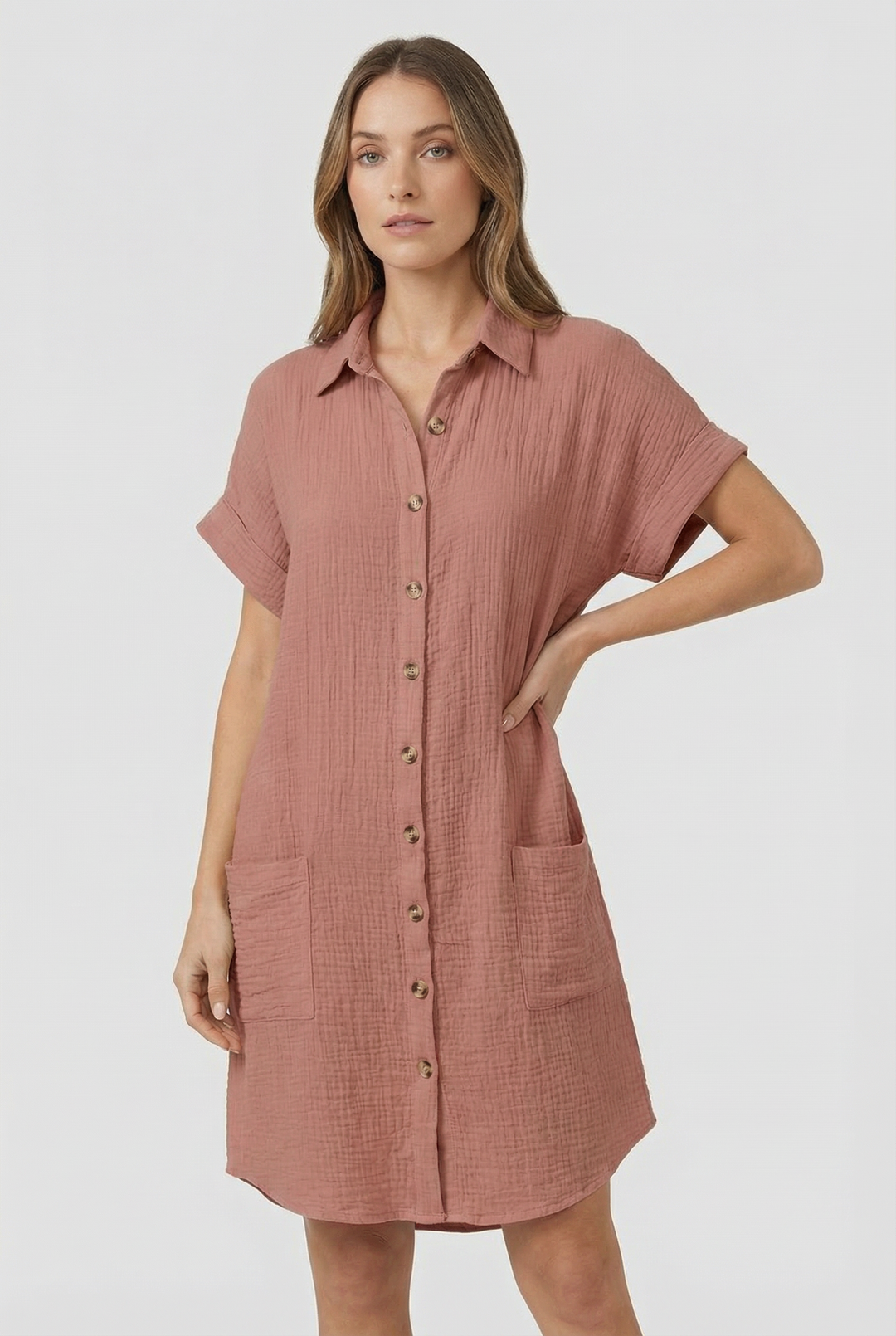 Modern black short sleeve shirt dress for women, combining comfort and chic casual style