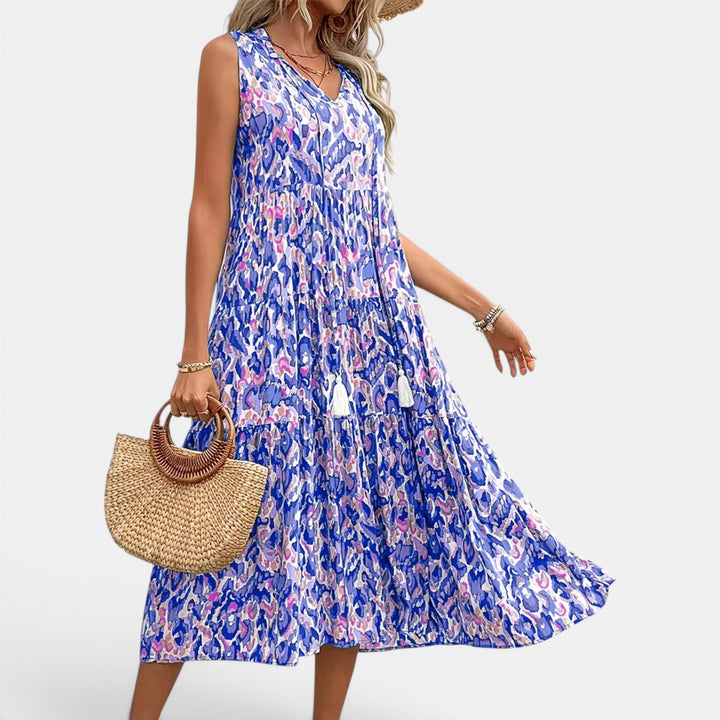 Lightweight summer midi dress, women's printed boho perfect for resort wear.