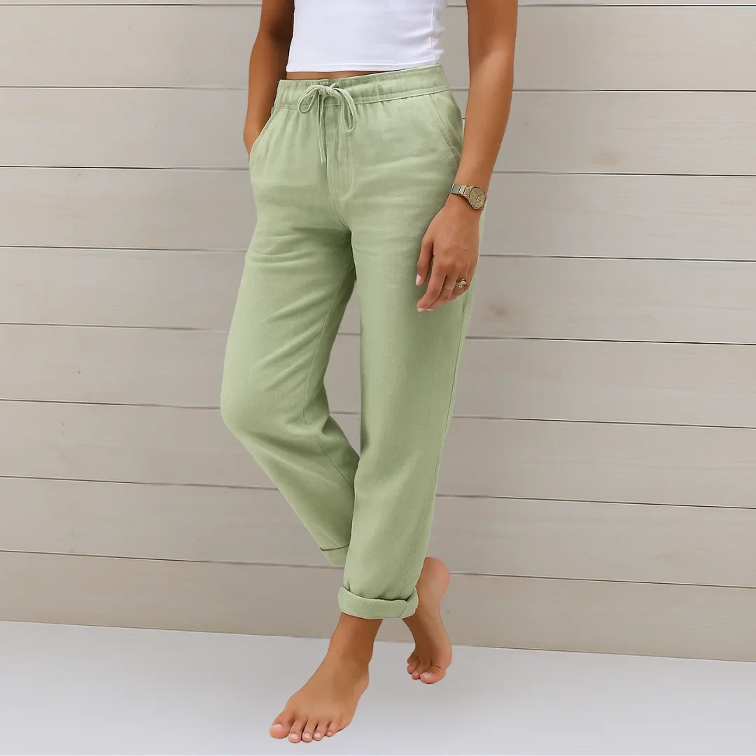 Lightweight women's pants, soft fabric, offering effortless comfort for versatile casual wear.