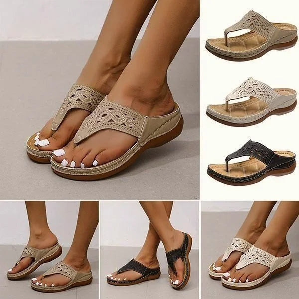 Comfortable women's summer flip flops, perfect for beachwear & casual outings, featuring arch support.
