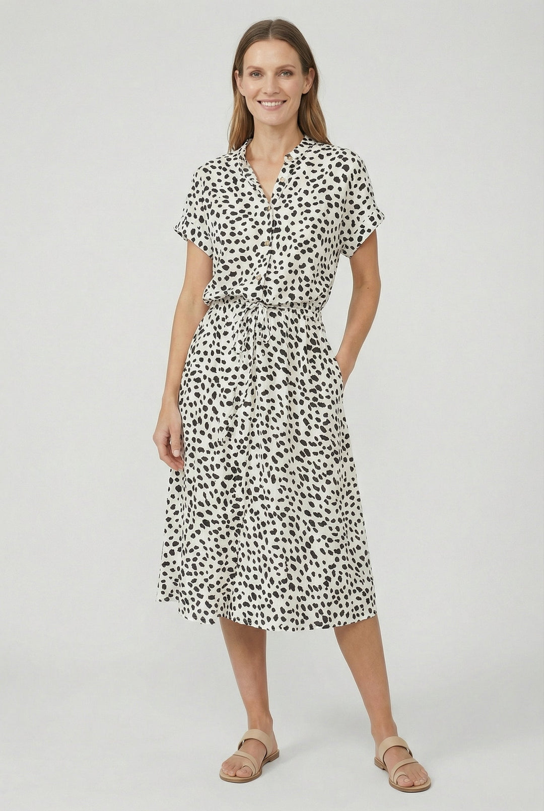 Women's lightweight midi dress, featuring a vibrant floral design