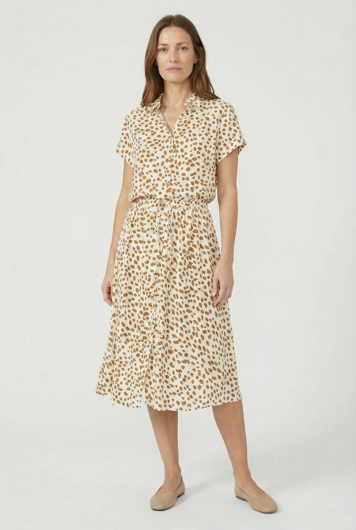 Fashionable floral midi dress for women, short sleeve and lightweight