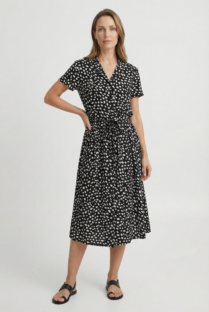 Short sleeve floral midi dress, lightweight and breathable for summer
