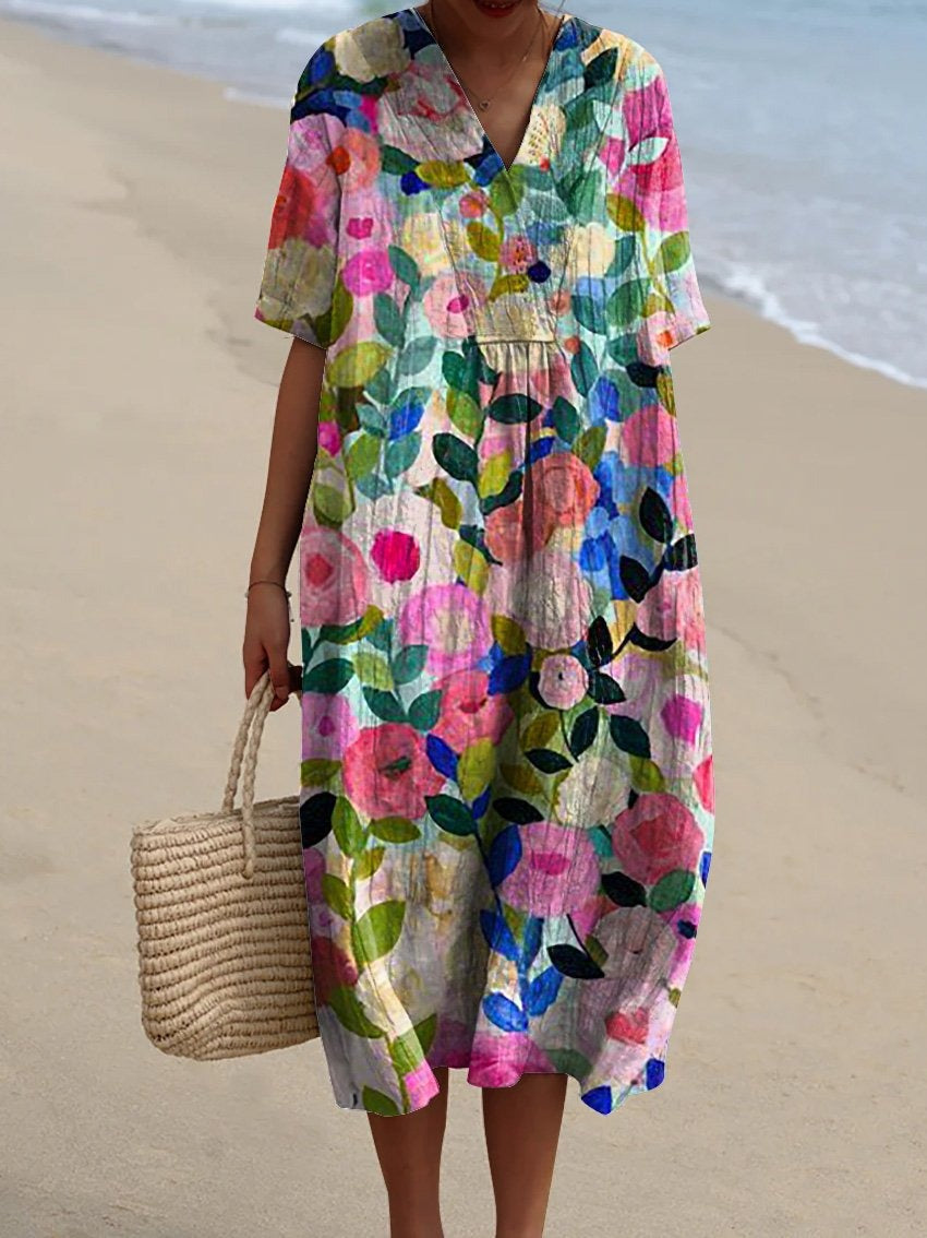 Women's lightweight floral summer dress, perfect for everyday wear.