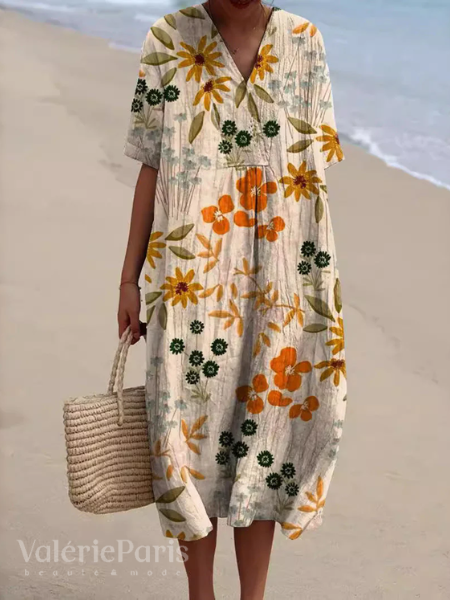 Casual floral summer dress for women, lightweight and breathable fabric.