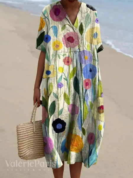 Feminine women's floral dress, perfect for holidays and casual outings.