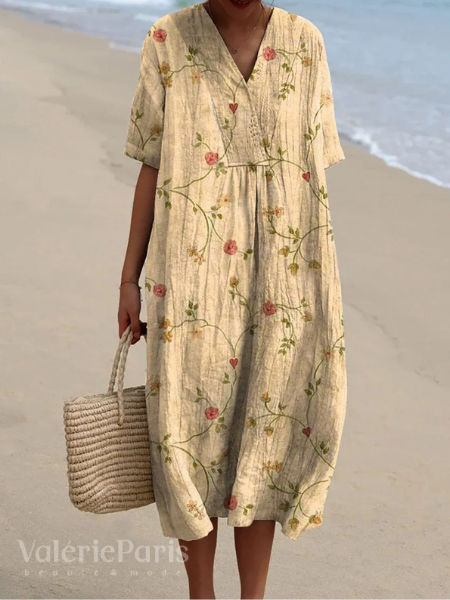 Boho-inspired floral print dress for women, lightweight and comfortable.