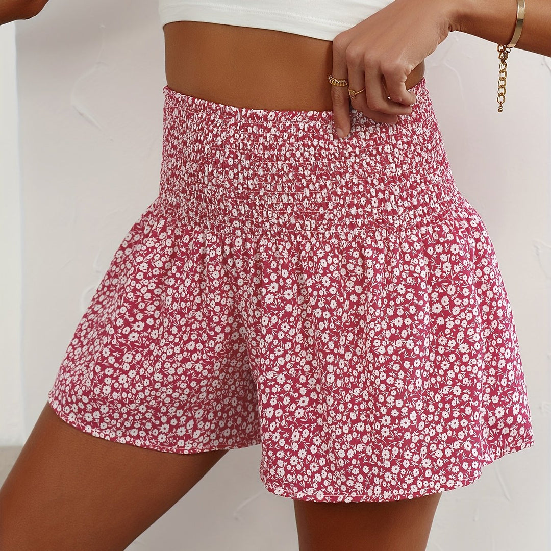 Ladies' lightweight floral shorts, perfect for relaxing or vacation fashion.