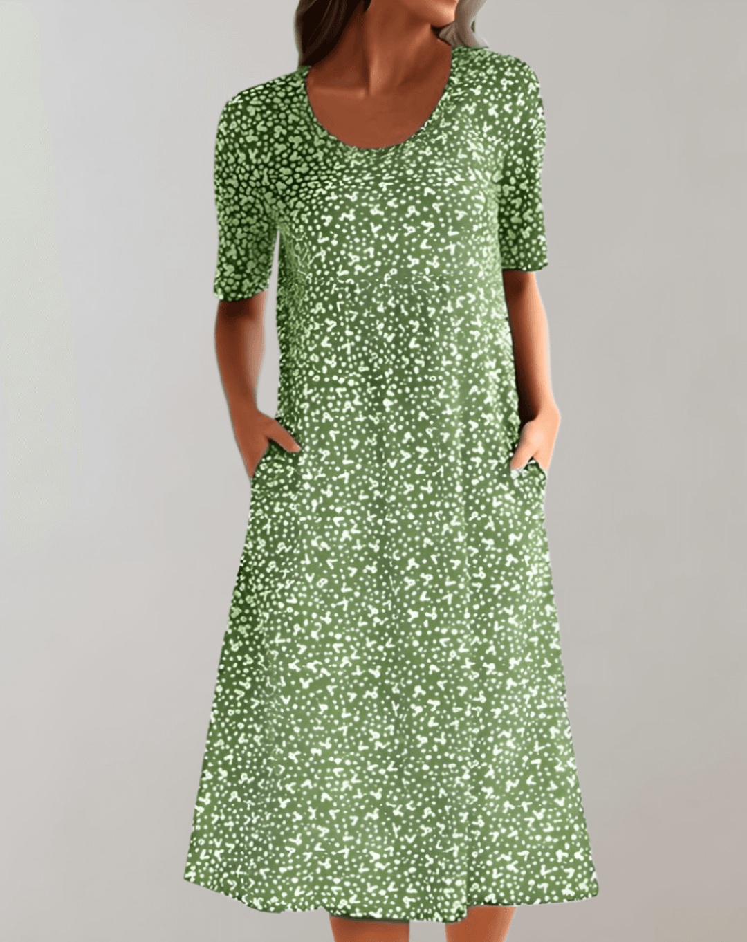 Women's lightweight flowy V-neck summer midi dress, perfect for casual wear, vacation, or resort style.