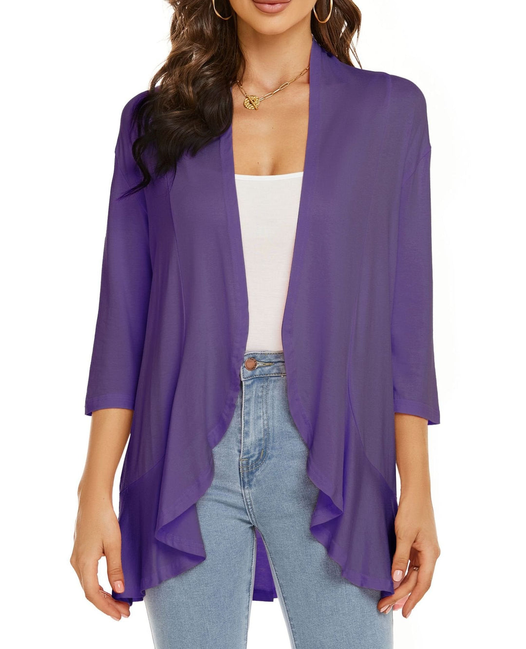 Women's lightweight open front cardigan, perfect for versatile layering & casual style.