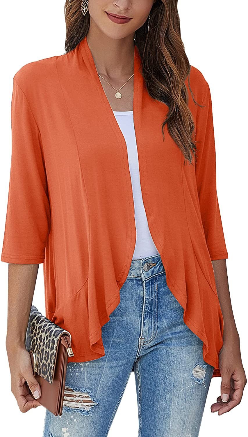 Open front women's lightweight cardigan, a versatile sweater for layering & comfort.