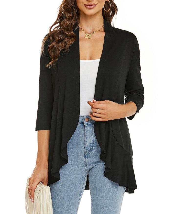 Comfortable women's lightweight open front cardigan, ideal for everyday layering.
