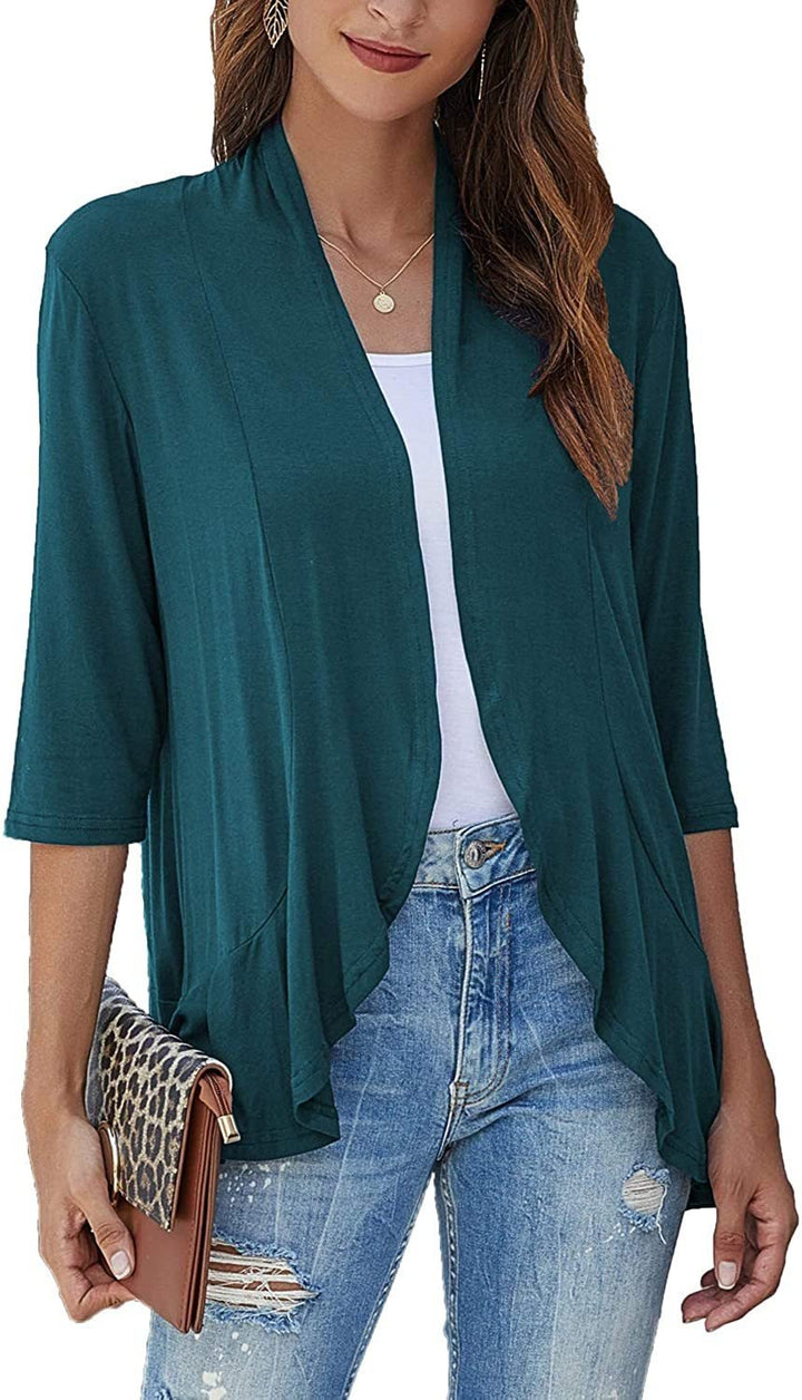 Lightweight women's cardigan, an open front sweater designed for easy layering.