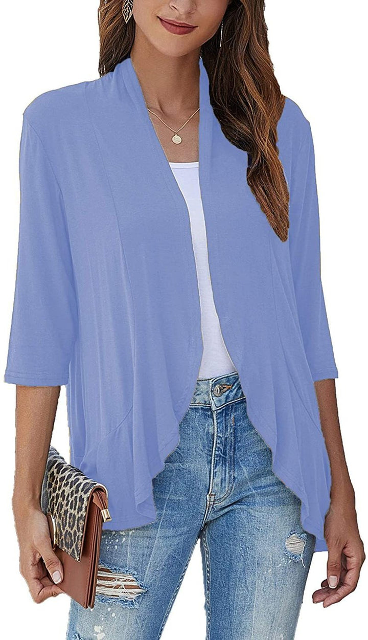 Versatile women's lightweight open front cardigan, great for casual or stylish wear.