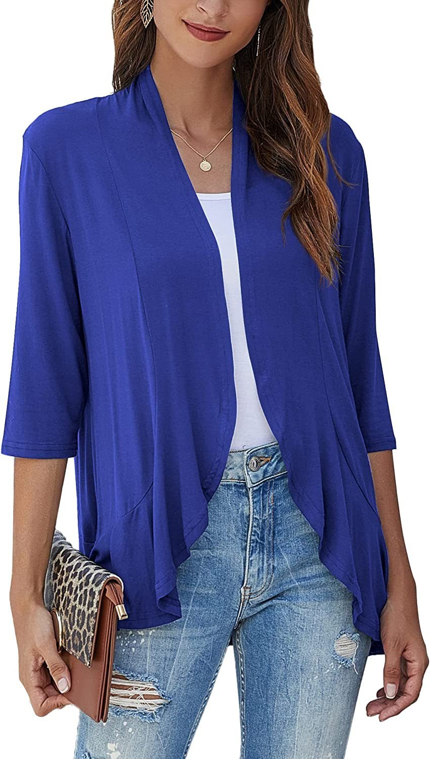 Casual women's open front cardigan, a lightweight sweater for relaxed layering style.