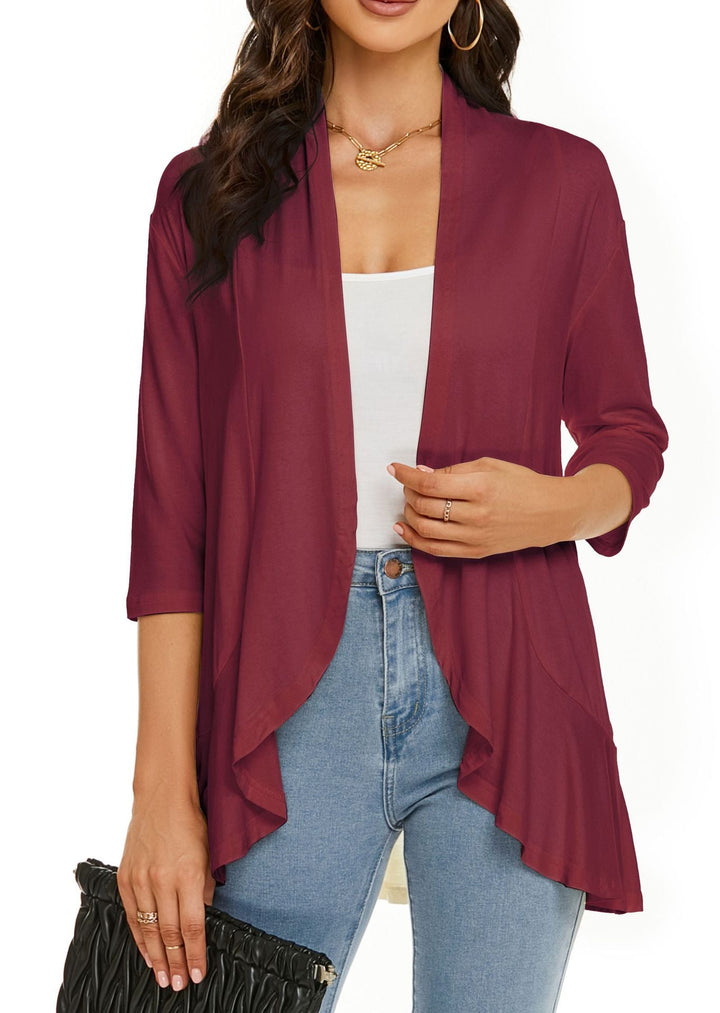 Fashionable women's lightweight cardigan, an open front sweater for chic layering.