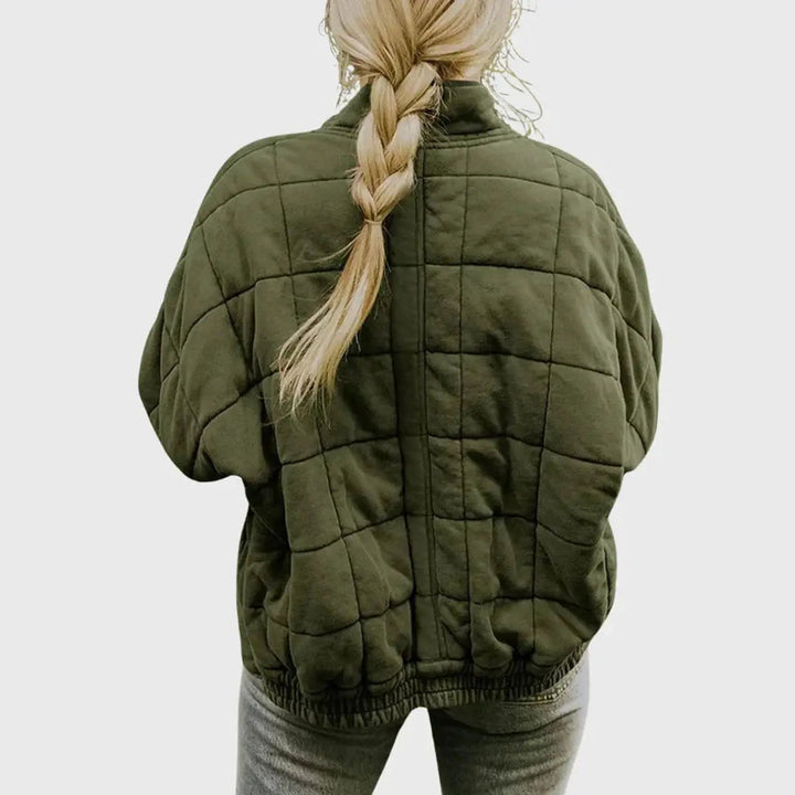 Stylish women's padded jacket, lightweight & warm. Features a chic stand collar & zip-up front.
