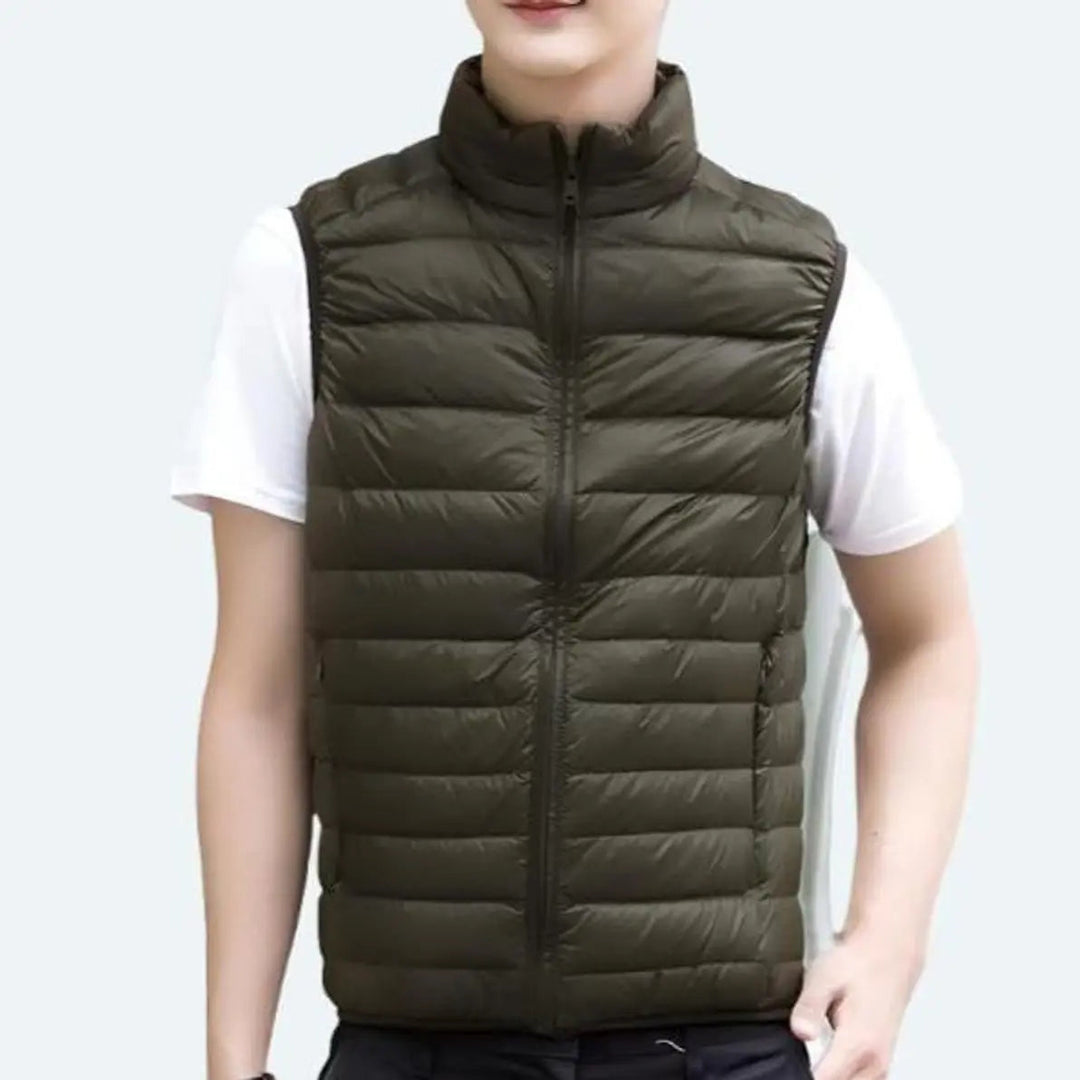 Stylish women's lightweight quilted puffer vest. Sleeveless zip-up gilet, perfect for modern casual layering looks.