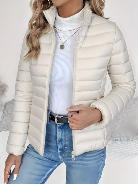 Elegant women's lightweight quilted spring jacket, a versatile piece for chic casual outerwear.