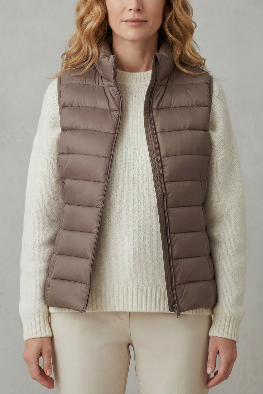 Women's lightweight quilted vest for effortless layering & style.
