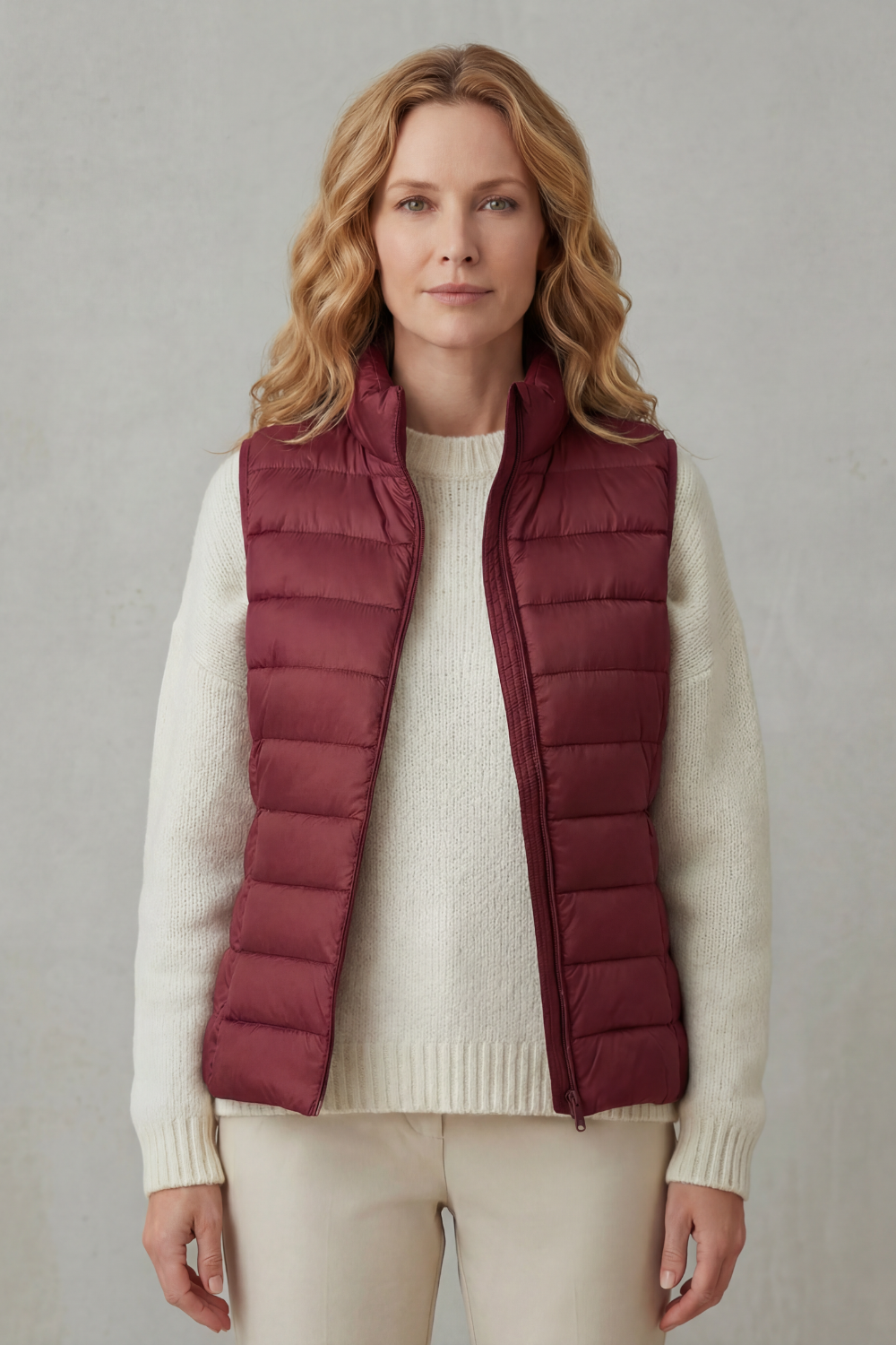 Women's quilted layering vest, offering warmth without the bulk.