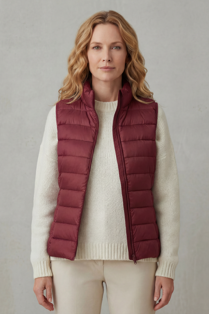 Women's quilted layering vest, offering warmth without the bulk.
