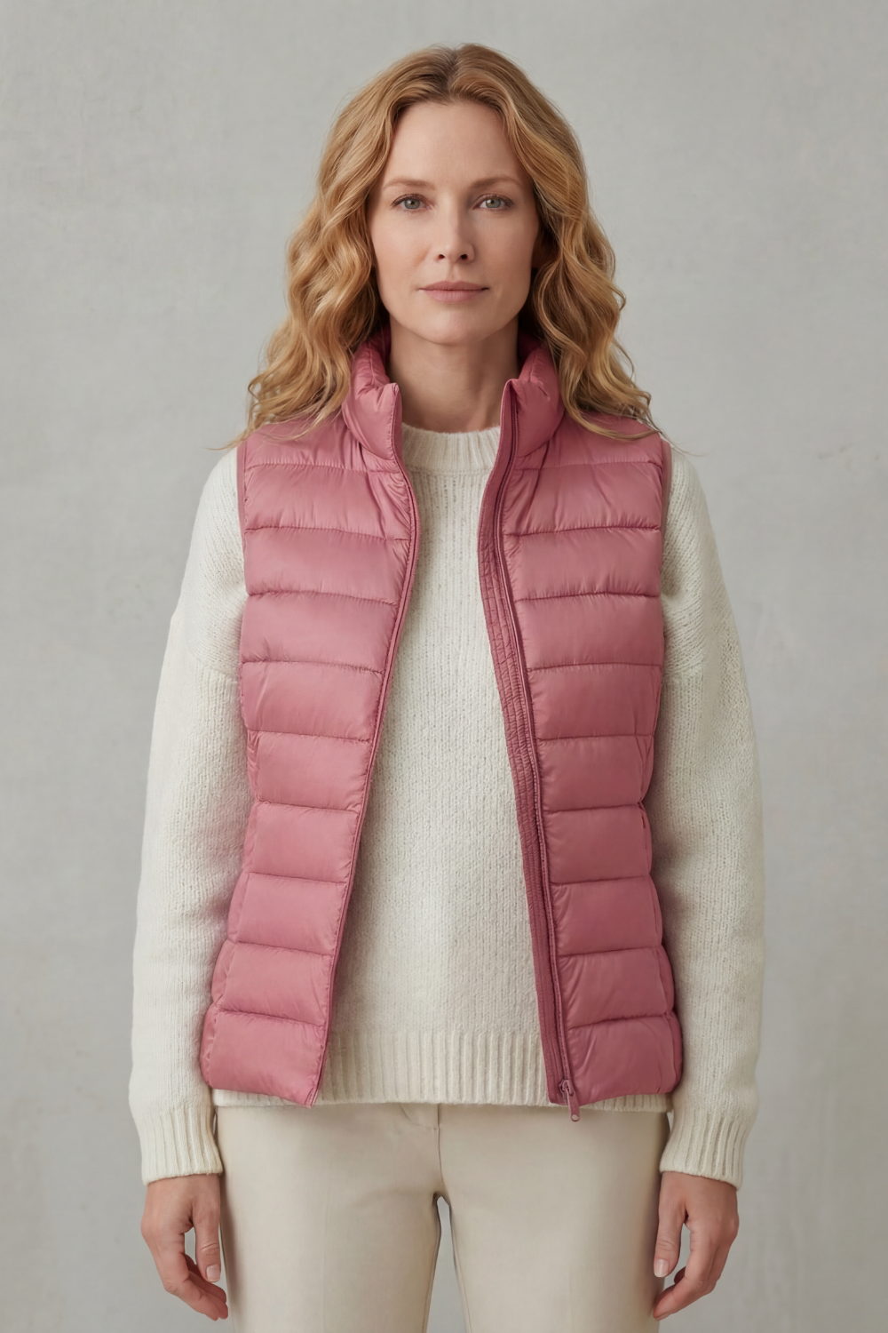 Practical women's vest, quilted for durability and lightweight comfort.
