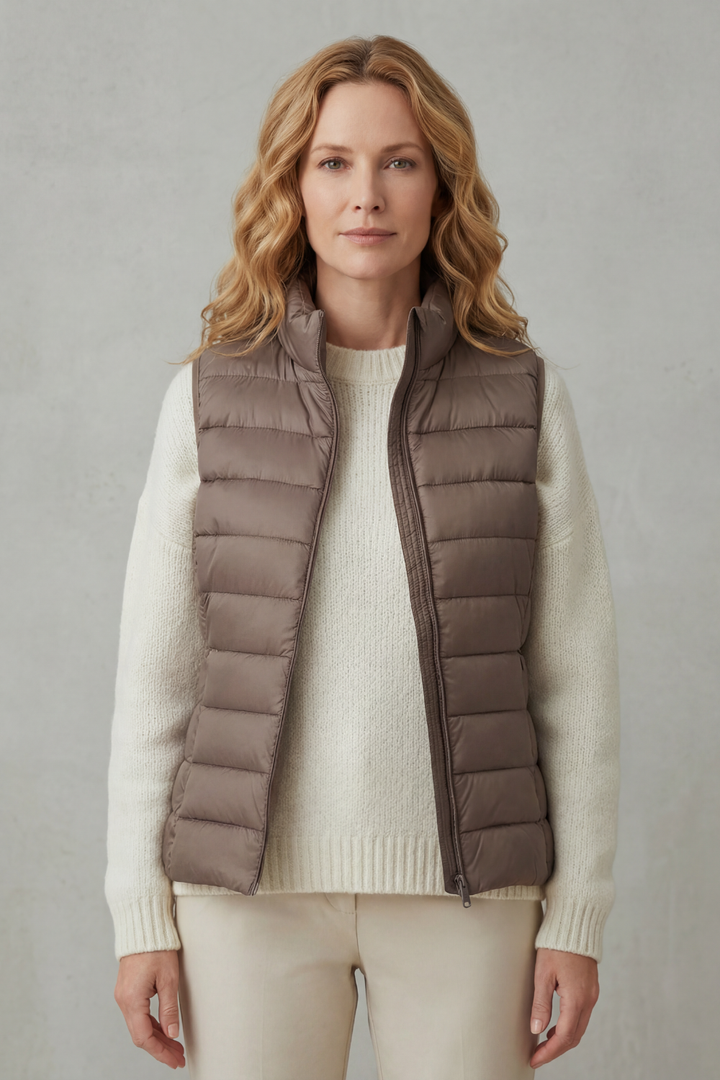 Stylish women's quilted layering vest, perfect lightweight outerwear.