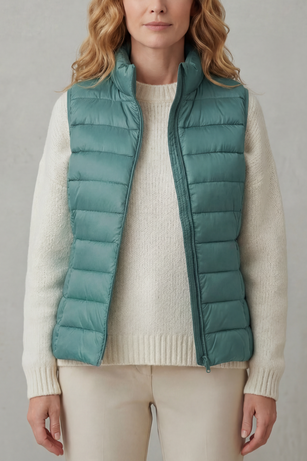 Women's fashion vest, quilted texture, offering a sleek, modern look.