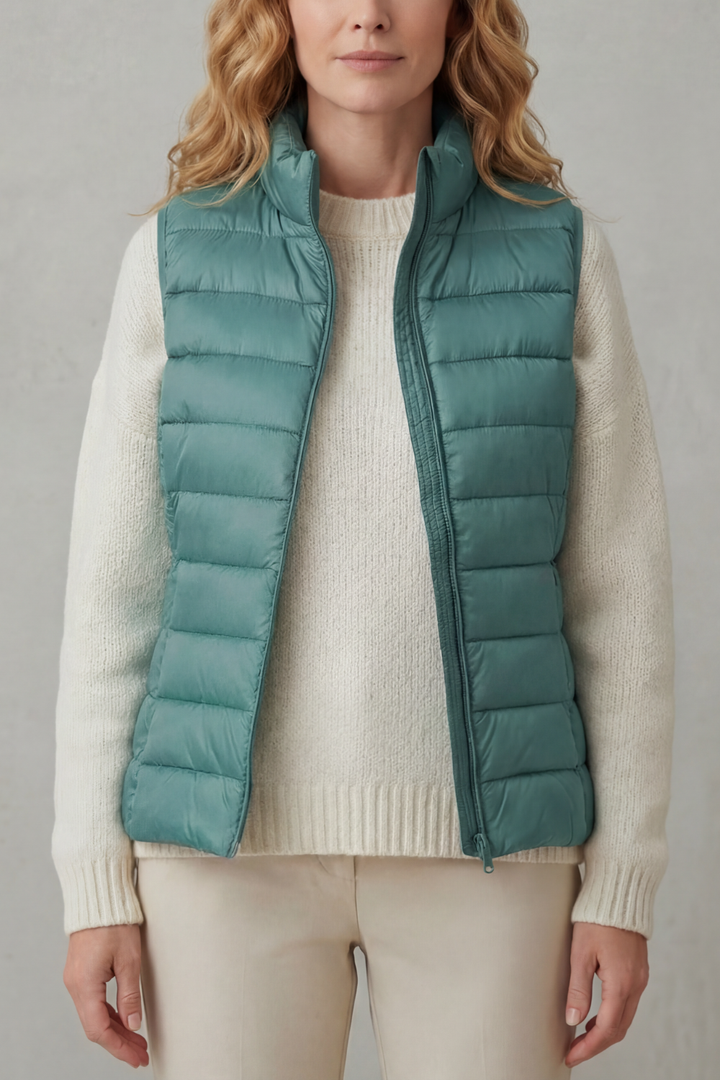 Women's fashion vest, quilted texture, offering a sleek, modern look.