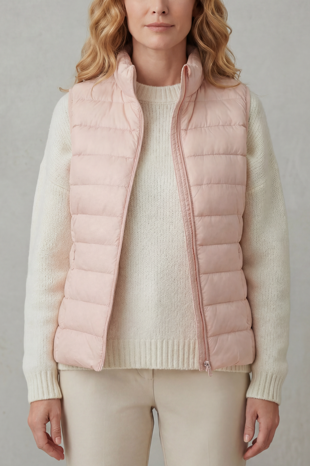 Lightweight women's vest, quilted for a subtle texture & chic appeal.